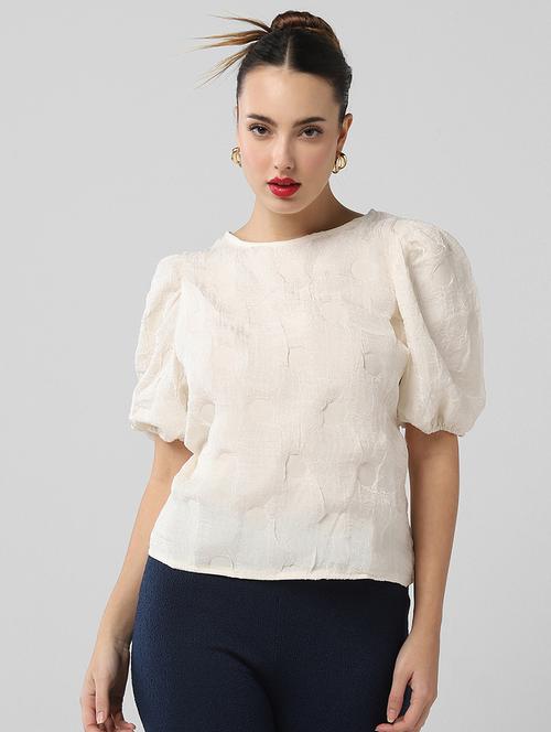 women self designed puff sleeves regular top - 21661800 - Very Small Image - 1