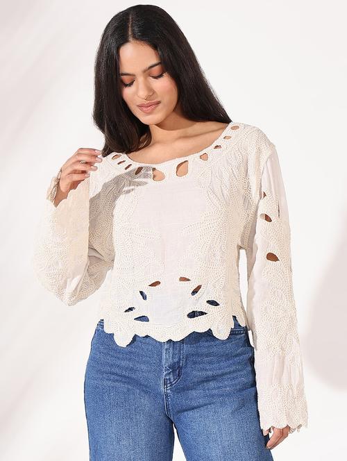 women embroidered bell sleeves top - 21661816 - Very Small Image - 1