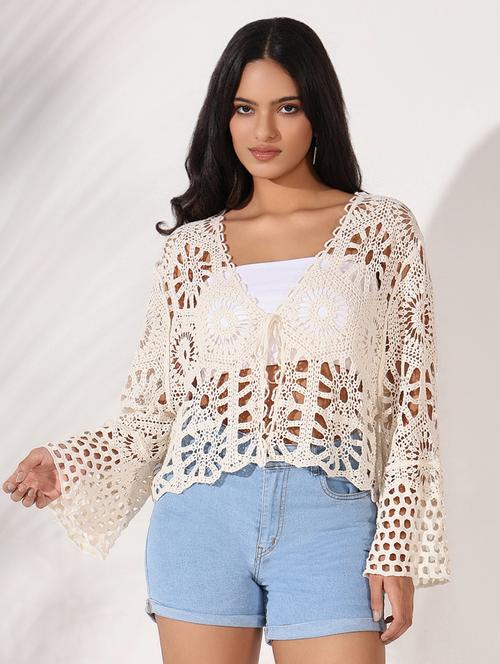 women crochet detailed crop top - 21661840 - Very Small Image - 1