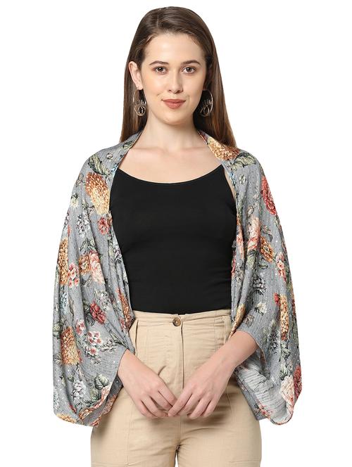 women floral printed sequined regular shrug - 21662032 - Very Small Image - 1