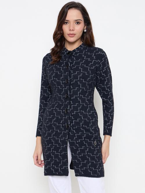 women long sleeves self design cardigan - 21662537 - Very Small Image - 1