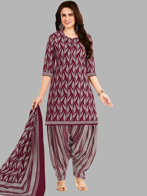 women printed 3-piece unstitched dress material - 21662633 - Very Small Image - 1