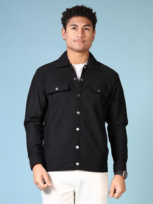 men long sleeves solid shacket - 21662801 - Very Small Image - 1