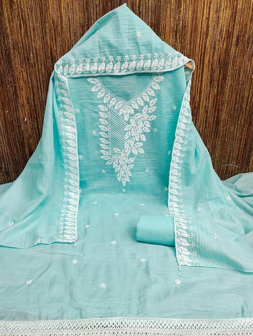 women embroidered 3-piece unstitched dress material - 21663127 - Very Small Image - 1