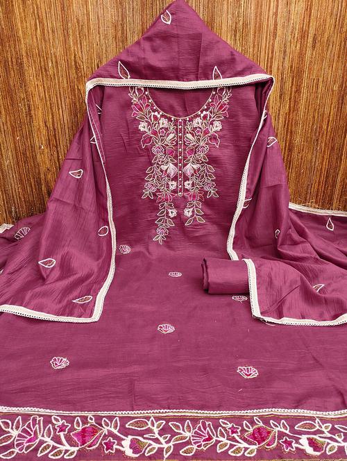 women embroidered 3-piece unstitched dress material - 21663133 - Very Small Image - 1
