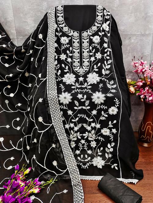 women embroidered 3-piece unstitched dress material - 21663140 - Very Small Image - 1