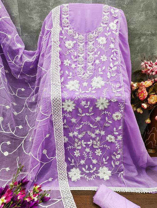 women embroidered 3-piece unstitched dress material - 21663144 - Very Small Image - 1