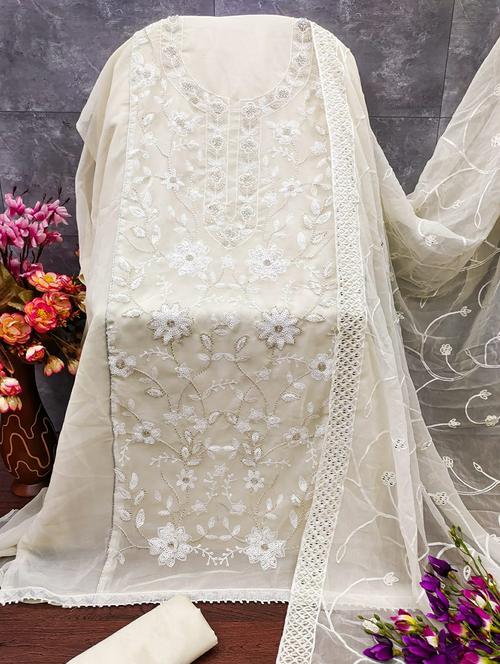women embroidered 3-piece unstitched dress material - 21663145 - Very Small Image - 1