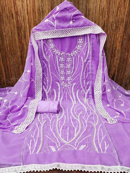 women embroidered 3-piece unstitched dress material - 21663155 - Very Small Image - 1