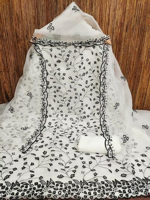 women embroidered 3-piece unstitched dress material - 21663186 - Very Small Image - 1