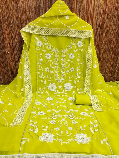 women embroidered 3-piece unstitched dress material - 21663210 - Very Small Image - 1