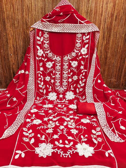 women embroidered 3-piece unstitched dress material - 21663211 - Very Small Image - 1