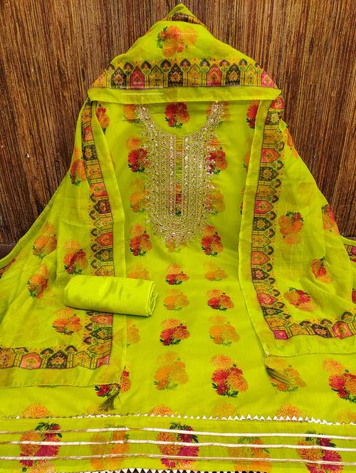 women embroidered 3-piece unstitched dress material - 21663219 - Very Small Image - 1