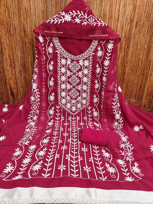 women embroidered 3-piece unstitched dress material - 21663256 - Very Small Image - 1