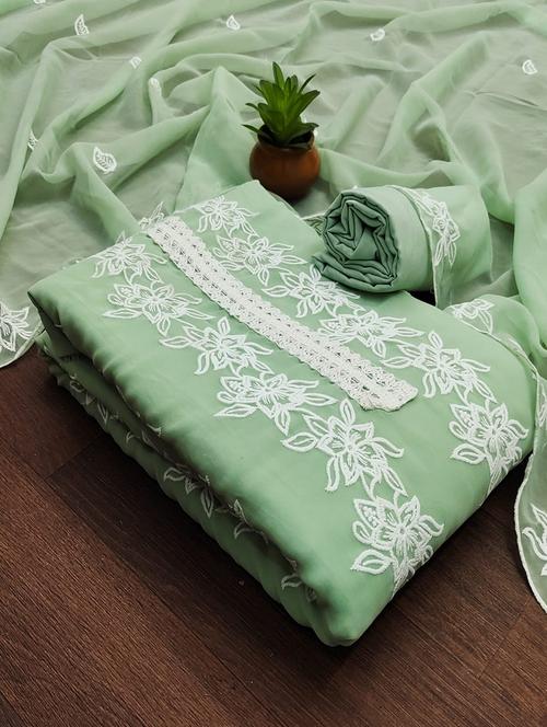 women embroidered 3-piece unstitched dress material - 21663272 - Very Small Image - 1