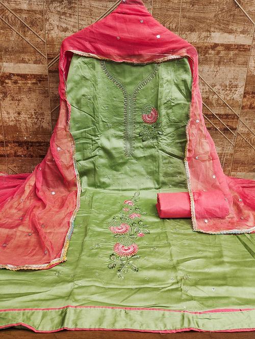 women embroidered 3-piece unstitched dress material - 21663313 - Very Small Image - 1