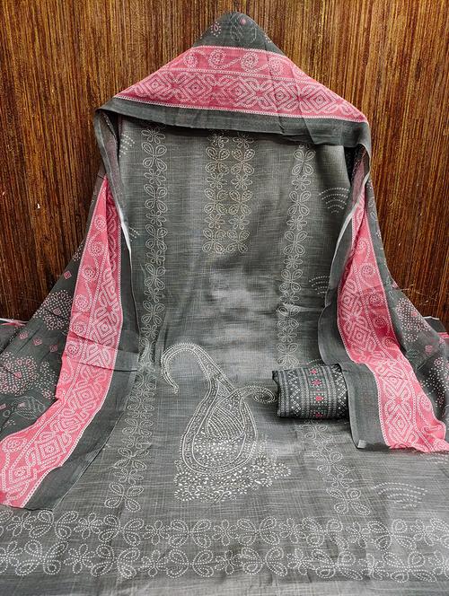 women printed 3-piece unstitched dress material - 21663325 - Very Small Image - 1