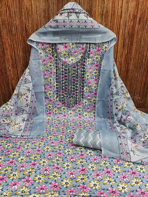 women printed 3-piece unstitched dress material - 21663329 - Very Small Image - 1