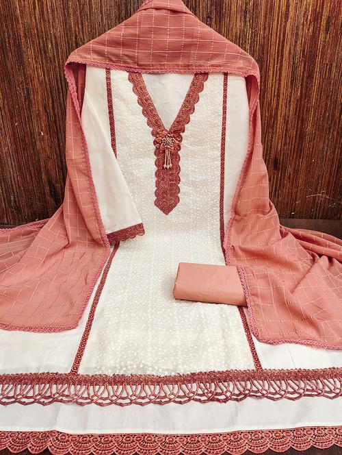 women embroidered 3-piece unstitched dress material - 21663345 - Very Small Image - 1