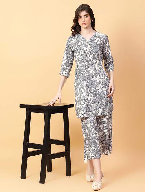 women three quarter sleeve ethnic co-ord set - 21663616 - Very Small Image - 1