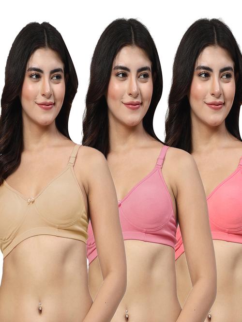 women pack of 3 solid t-shirt bra combo - 21665033 - Very Small Image - 1