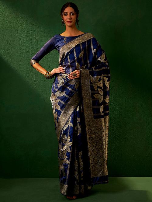 women self design banarasi saree with blouse - 21665626 - Very Small Image - 1