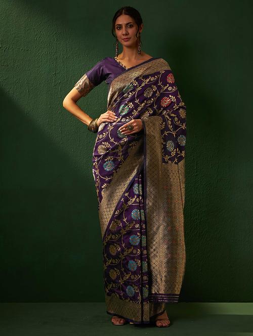 women self design banarasi saree with blouse - 21665661 - Very Small Image - 1