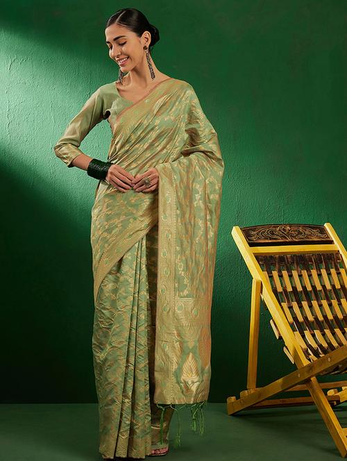 women self design banarasi saree with blouse - 21665755 - Very Small Image - 1