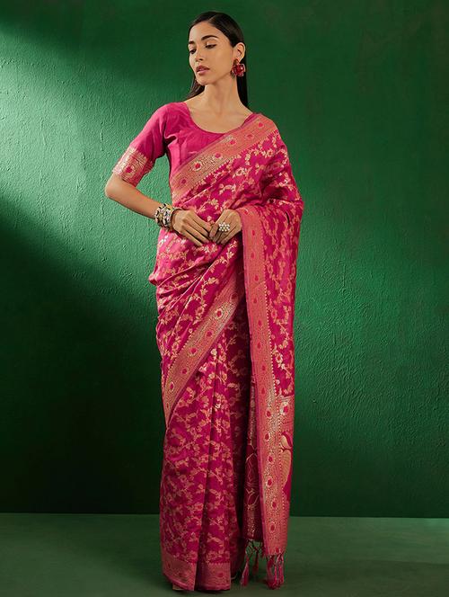 women self design banarasi saree with blouse - 21665758 - Very Small Image - 1