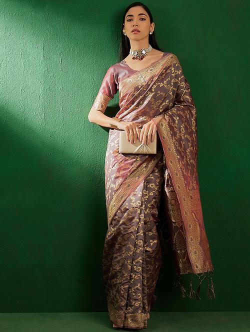 women self design banarasi saree with blouse - 21665759 - Very Small Image - 1