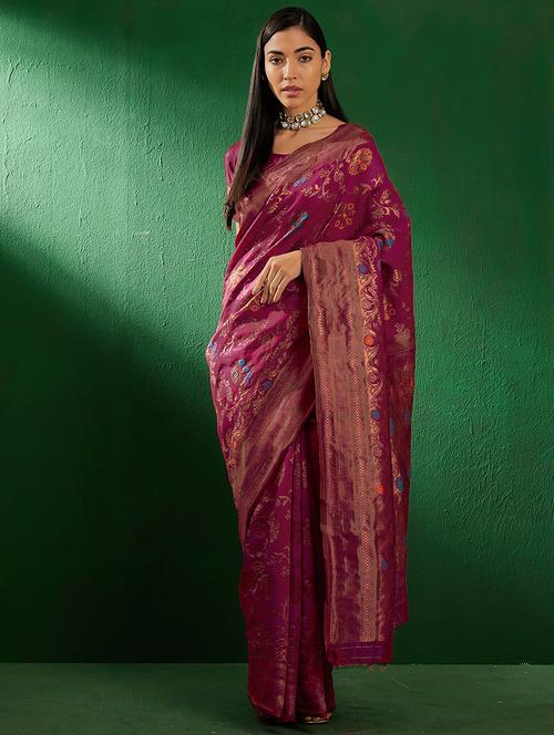 women self design banarasi saree with blouse - 21665772 - Very Small Image - 1