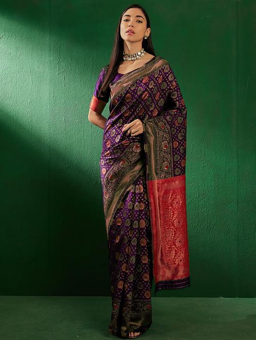 women self design banarasi saree with blouse - 21665783 - Very Small Image - 1