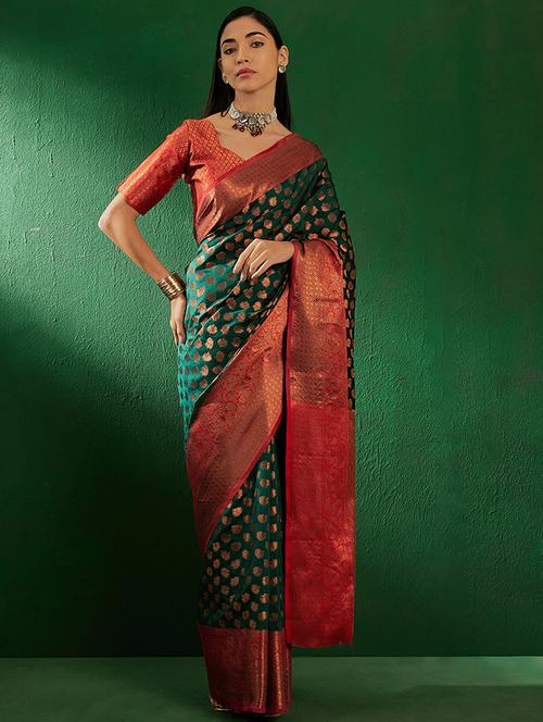 women self design banarasi saree with blouse - 21665785 - Very Small Image - 1