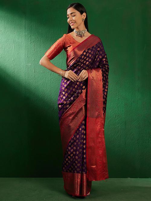 women self design banarasi saree with blouse - 21665786 - Very Small Image - 1