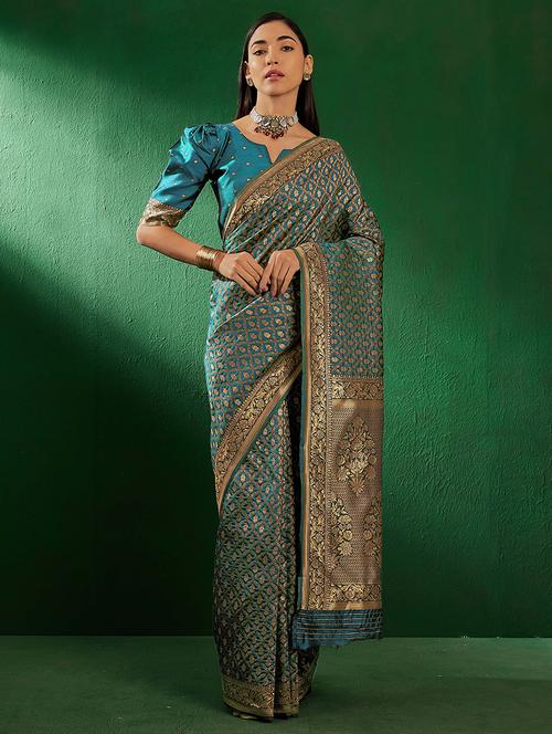women self design banarasi saree with blouse - 21665802 - Very Small Image - 1