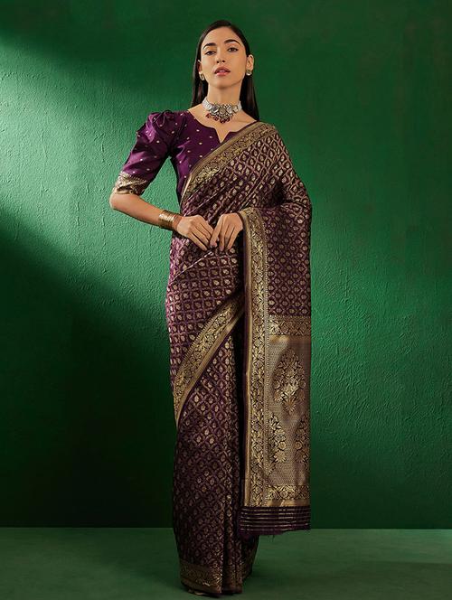 women self design banarasi saree with blouse - 21665804 - Very Small Image - 1