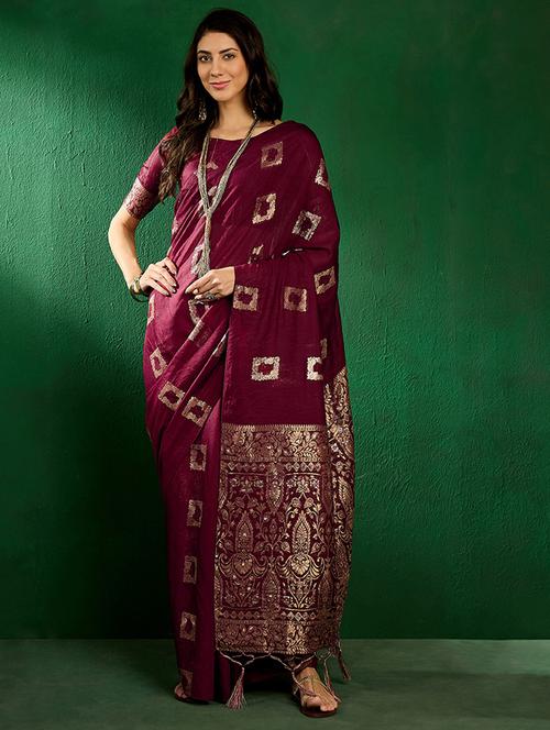 women self design banarasi saree with blouse - 21665806 - Very Small Image - 1