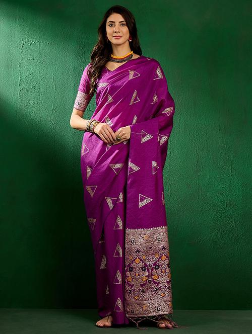 women self design banarasi saree with blouse - 21665820 - Very Small Image - 1