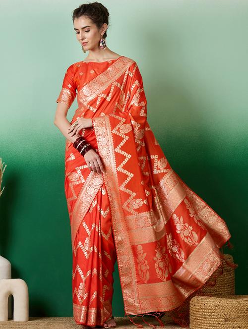 women self design banarasi saree with blouse - 21665919 - Very Small Image - 1