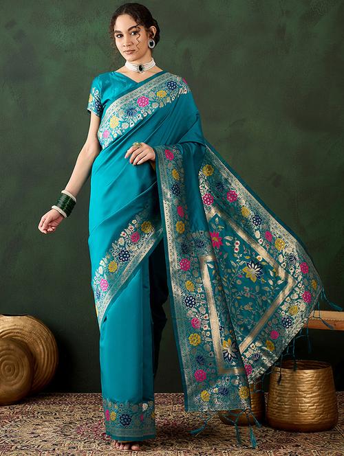 women solid with bordered saree with blouse - 21665978 - Very Small Image - 1