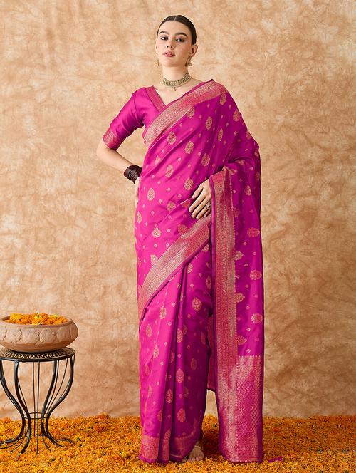 women self design banarasi saree with blouse - 21666012 - Very Small Image - 1
