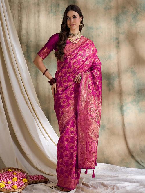 women self design banarasi saree with blouse - 21666028 - Very Small Image - 1
