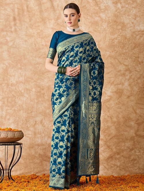 women self design banarasi saree with blouse - 21666029 - Very Small Image - 1