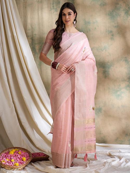 women pink embellished saree with blouse - 21666106 - Very Small Image - 1