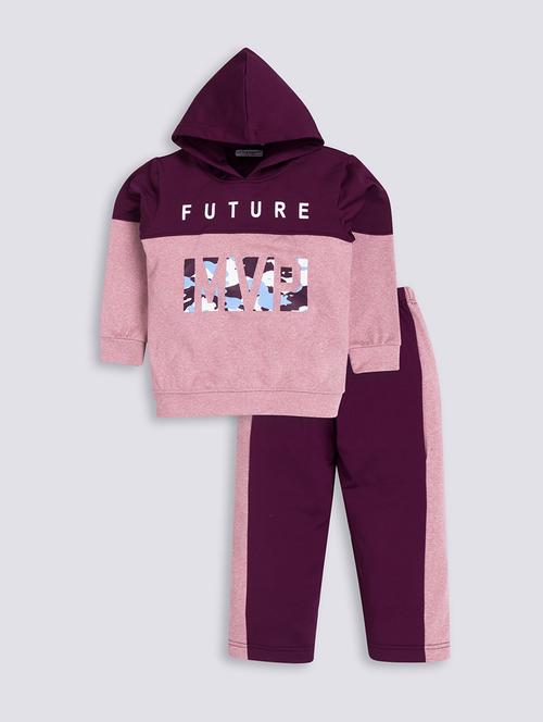 kids color block hoodie & track pant set - 21666164 - Very Small Image - 1