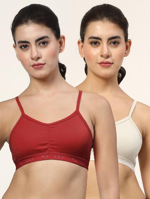 women pack of 2 plain sports bra combo - 21666470 - Very Small Image - 1