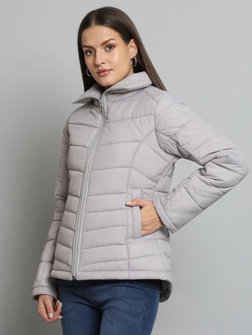 women long sleeve solid quilted jacket - 21666535 - Very Small Image - 1