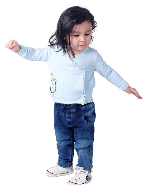 girls light blue self design long sleeve sweatshirt - 21667250 - Very Small Image - 1