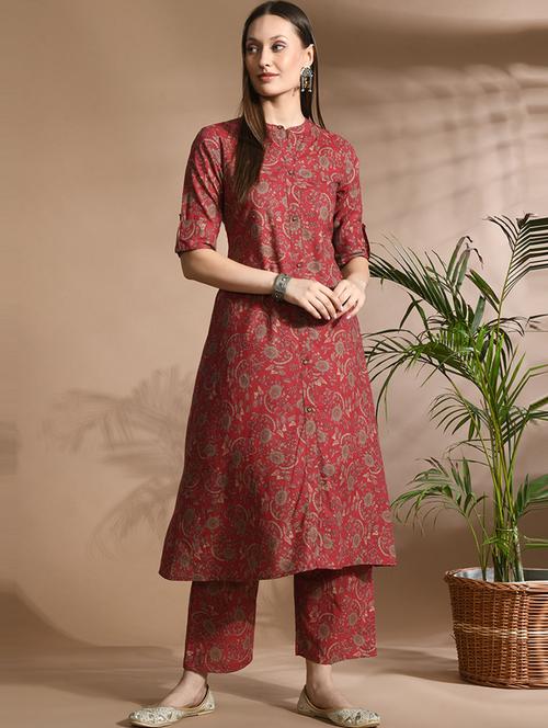 women floral three quarter sleeve a-line kurta - 21667493 - Very Small Image - 1