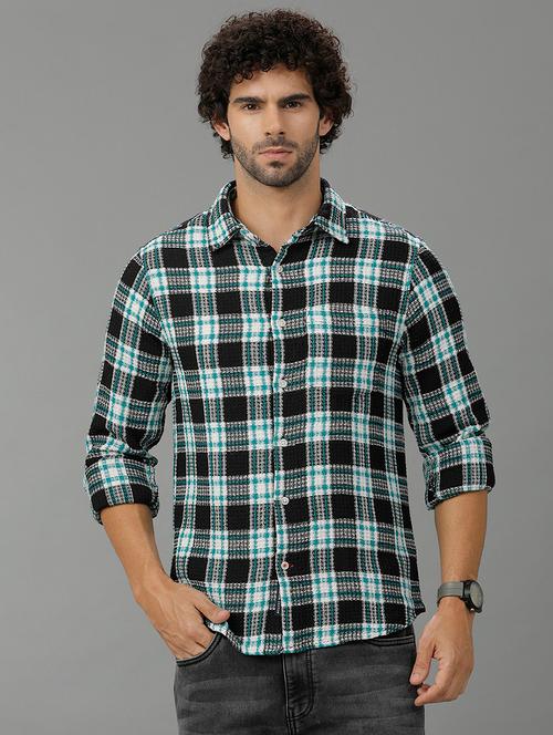 men checkered long sleeve casual shirt - 21668616 - Very Small Image - 1